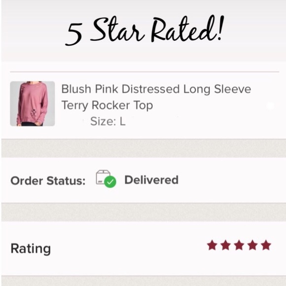 LAST! Blush Long Sleeve Distressed Terry Top - Picture 2 of 6